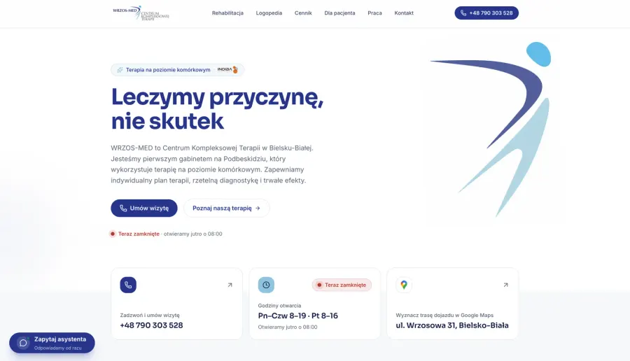 Wrzos-Med — Centrum Kompleksowej Terapii, realizacja strony internetowej